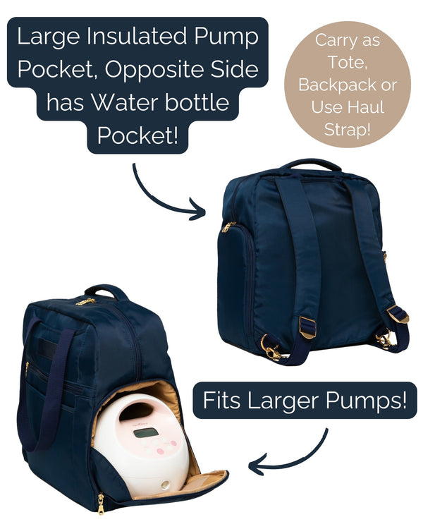 Sarah Wells Kelly Breast Pump Backpack & Tote  – Insulated Pocket, Laptop Sleeve & Easy-Clean Interior – Fits All Pumps for Moms