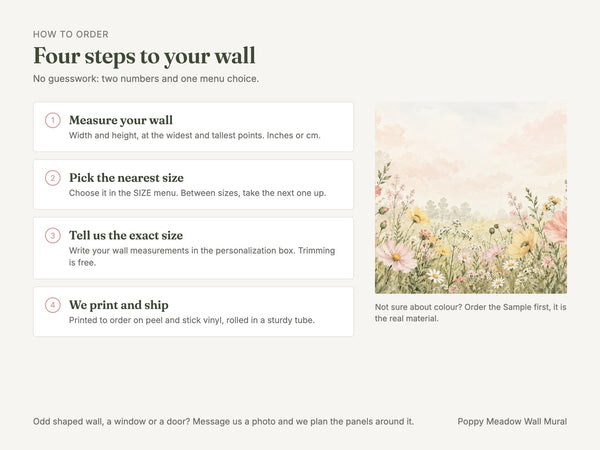 Watercolor Poppy Meadow Wall Mural, image 5