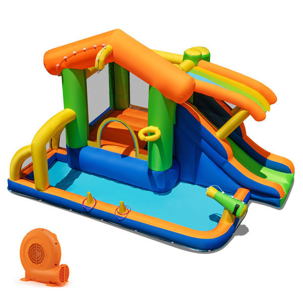8-in-1 Jumping Castle with Slide and 520W Blower - Vibrating