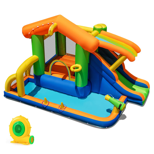 8-in-1 Jumping Castle with Slide and 480W Blower - Vibrating