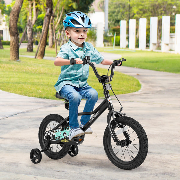 12-inch adjustable kids bike for ages 3-4, angled view showcasing its low frame design.