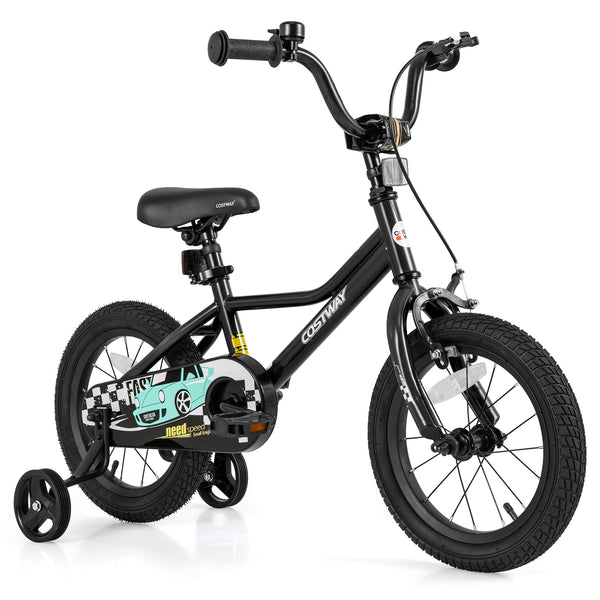 12-inch adjustable kids bike for ages 3-4, low frame design, angle view showcasing vibrant colors and sturdy build.