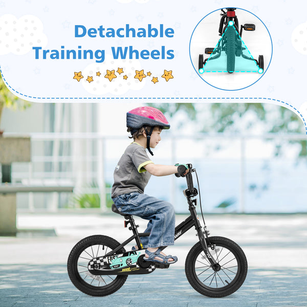 12-inch adjustable kids bike for ages 3-4, low frame design, angle view showcasing vibrant colors and safety features.