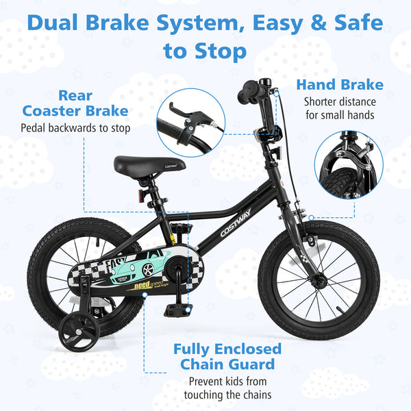 12-inch adjustable kids bike for ages 3-4, low frame design, shown at angle 13 for easy viewing.