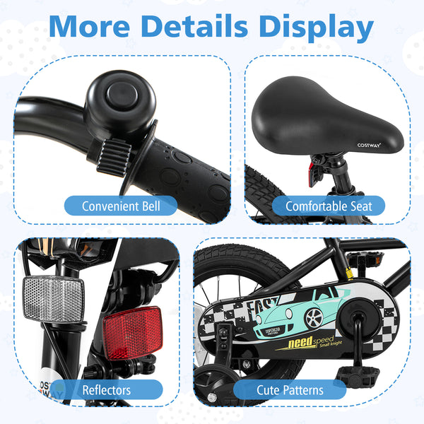 12-inch adjustable kids bike for ages 3-4, shown at angle 14, perfect for little riders.