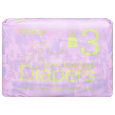 Freestyle Baby Diapers Size 3, pack of 6 (28 count) - soft, absorbent disposable diapers for your little one.
