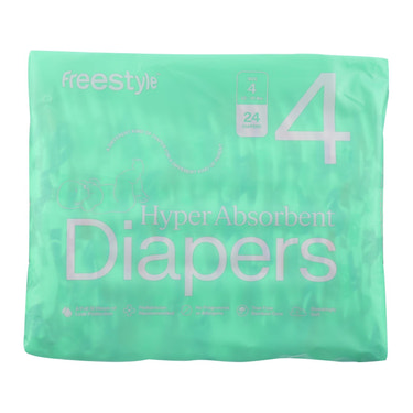 Freestyle Diapers (Case of 6) - Size 4, 24 Count