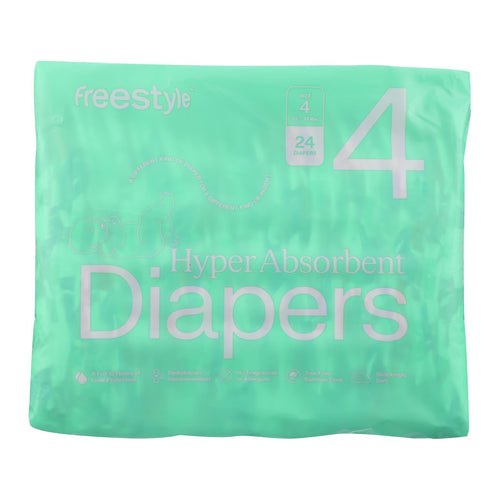 Freestyle Diapers Case of 6, Size 4, 24 Count - Essential travel accessory for babies.