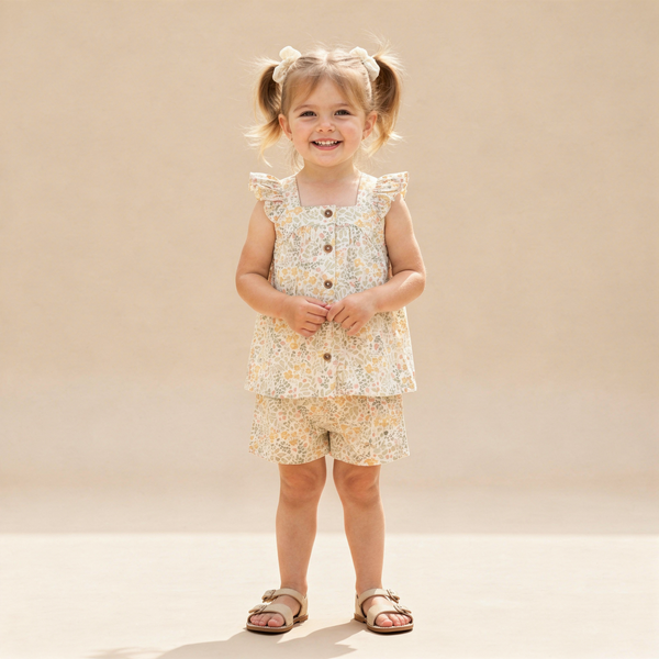 Organic Flutter Top & Shorts Set - Bloomfield