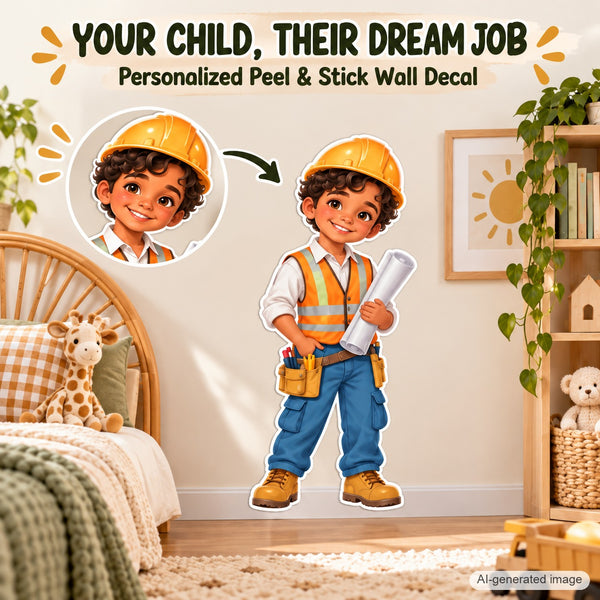 Personalized Engineer Wall Decal from Photo, Dream Job Sticker, image 2
