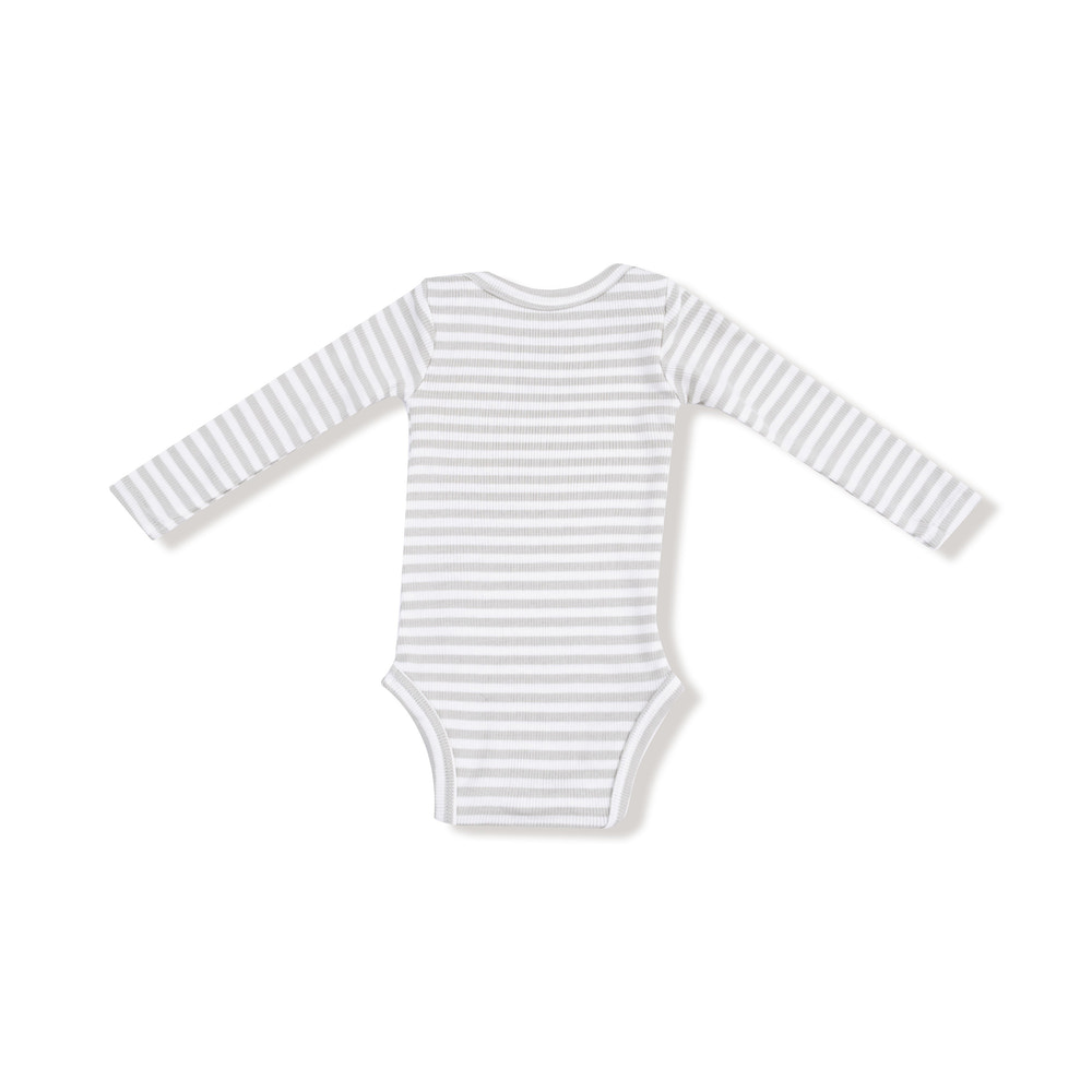 Stripe - Mineral- Grey/White - Lap Shoulder Bodysuit