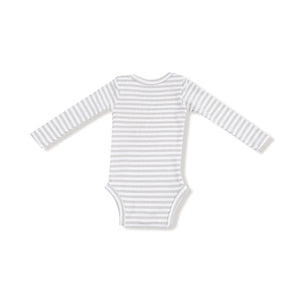 Stripe - Mineral- Grey/White - Lap Shoulder Bodysuit