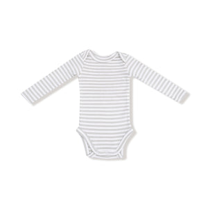 Stripe - Mineral- Grey/White - Lap Shoulder Bodysuit