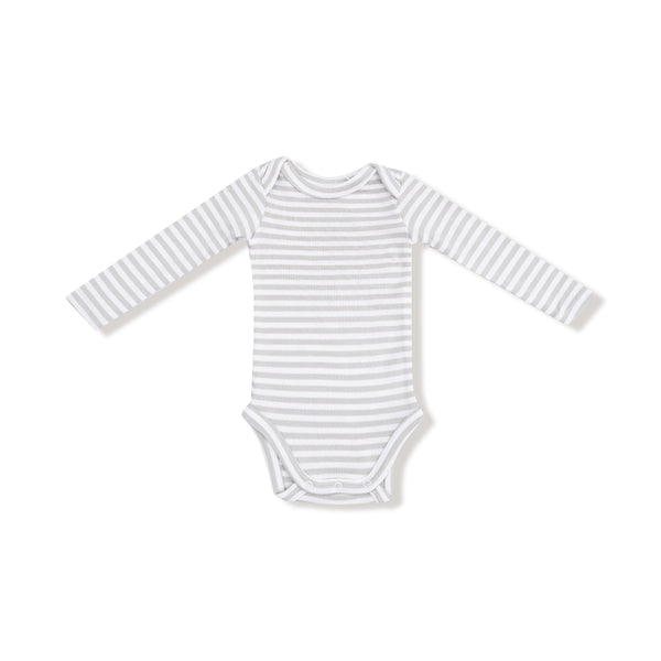 Stripe - Mineral- Grey/White - Lap Shoulder Bodysuit