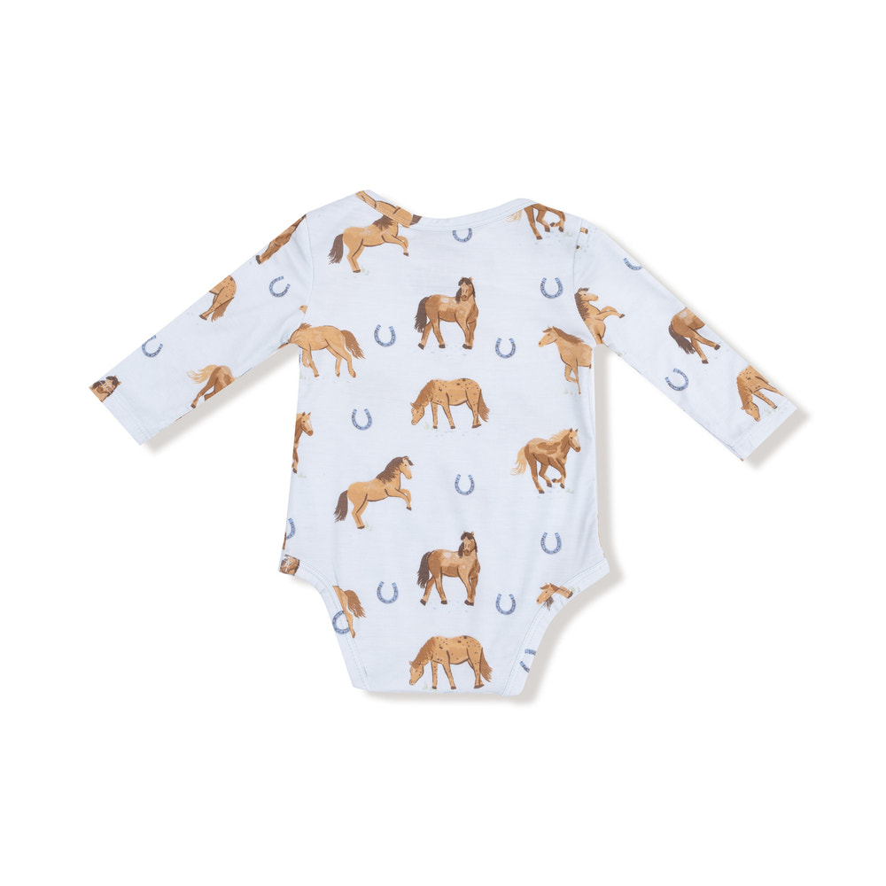 Horses - Blue - Lap Shoulder Bodysuit