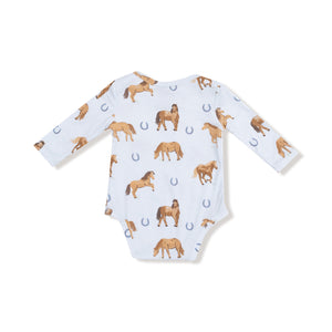 Horses - Blue - Lap Shoulder Bodysuit