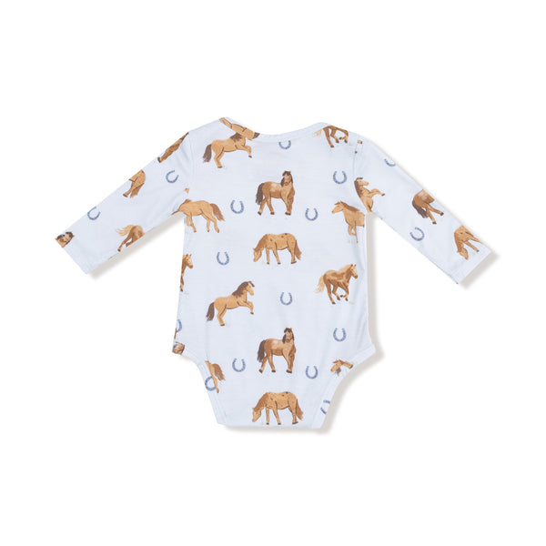 Horses - Blue - Lap Shoulder Bodysuit