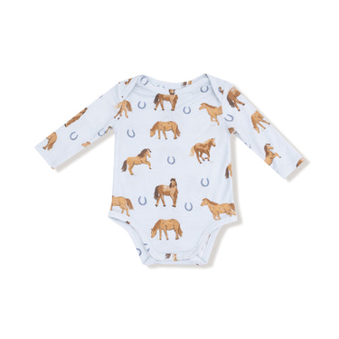 Horses - Blue - Lap Shoulder Bodysuit