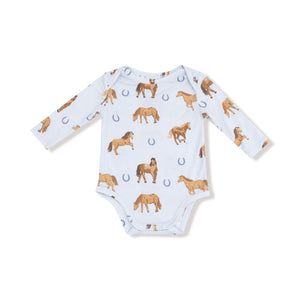 Horses - Blue - Lap Shoulder Bodysuit