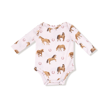 Horses - Pink - Lap Shoulder Bodysuit