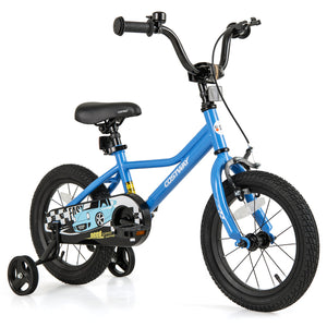 12-inch kids bike with removable training wheels, perfect for children aged 3, shown at an angle.