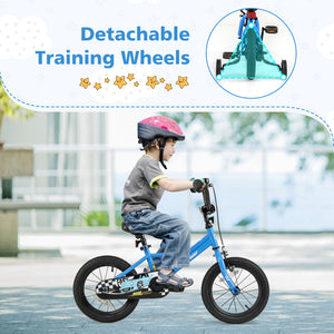 12-inch kids bike with removable training wheels, perfect for children aged 3, shown from angle 13.