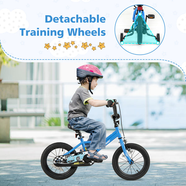 12-inch kids bike with removable training wheels, perfect for children aged 3, shown from angle 13.