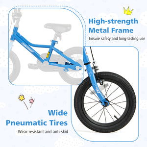 12-inch kids bike with removable training wheels, perfect for 3-year-olds, shown at a 15-degree angle.