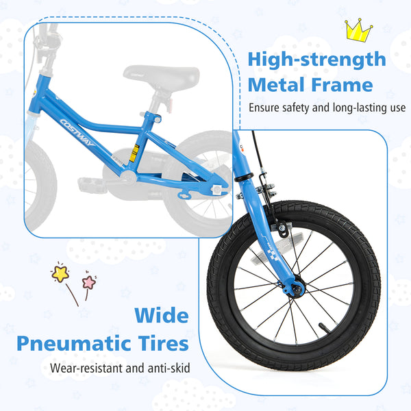 12-inch kids bike with removable training wheels, perfect for 3-year-olds, shown at a 15-degree angle.