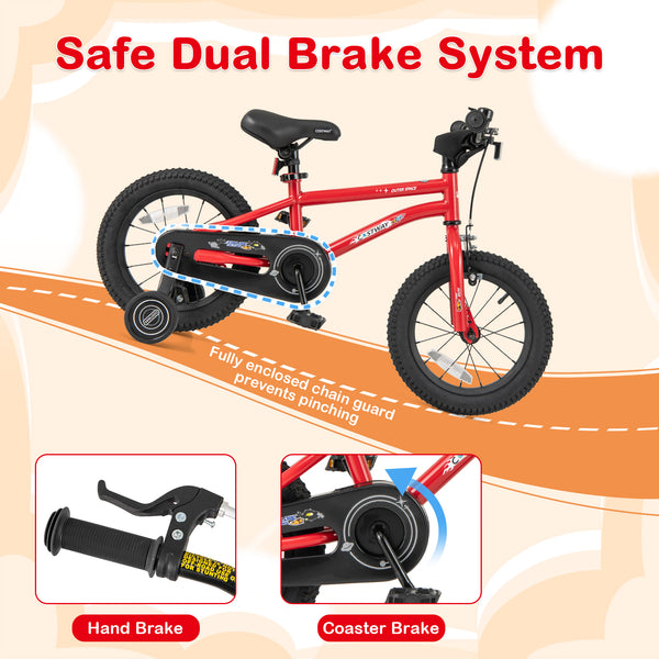 16-Inch/14-Inch/18-Inch Kids Bike Ages 3-8 with Handbrake and Coaster Brake and Bell Ring-16/Ring-14/Ring-18 inches