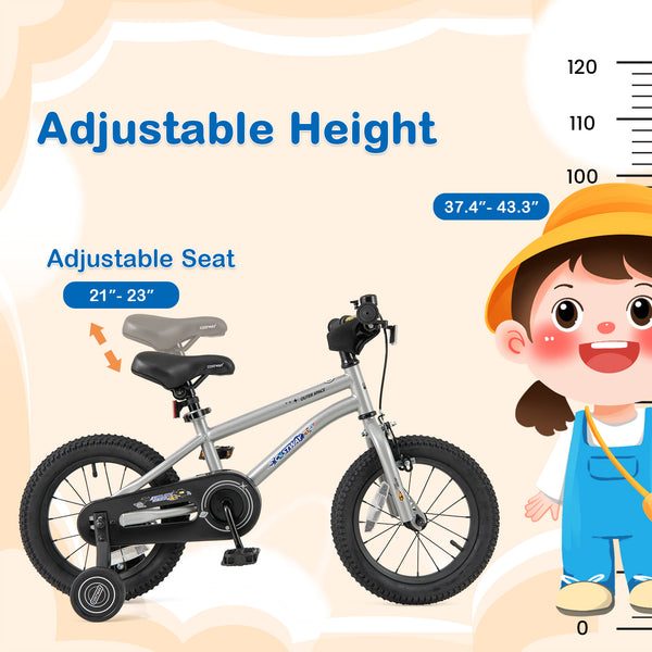 16-Inch Kids Bike Bicycle for Boys Girls 4-7 Adjustable with High Carbon Steel Frame