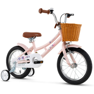 16-inch retro kids bike with adjustable height and basket for ages 4-7, angled view showcasing design and features.