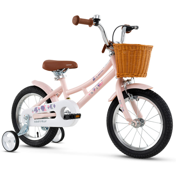 16-inch retro kids bike with adjustable height and basket for ages 4-7, angled view showcasing design and features.