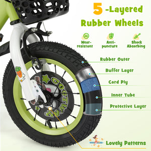 16-inch kids bike with adjustable seat and detachable training wheels for ages 4-8, viewed at angle 31.