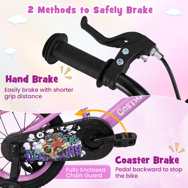 16-inch kids bike for ages 4-8 with adjustable handlebar and saddle, perfect for outdoor fun and adventure.