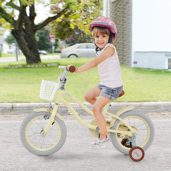 14-inch kids bike with adjustable seat and training wheels for ages 3-8, perfect for outdoor fun and learning to ride.