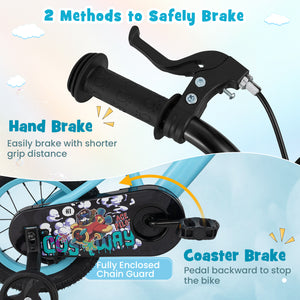 16-inch kids bike with adjustable handlebar and saddle for ages 4-8, shown at angle 21. Perfect for outdoor fun!