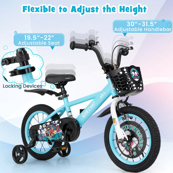 16 Inch Kids Bike with Adjustable Handlebar and Saddle for 4-8 Years Old