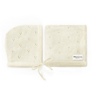 Organic Pointelle Swaddle Blanket + Hat Gift Set