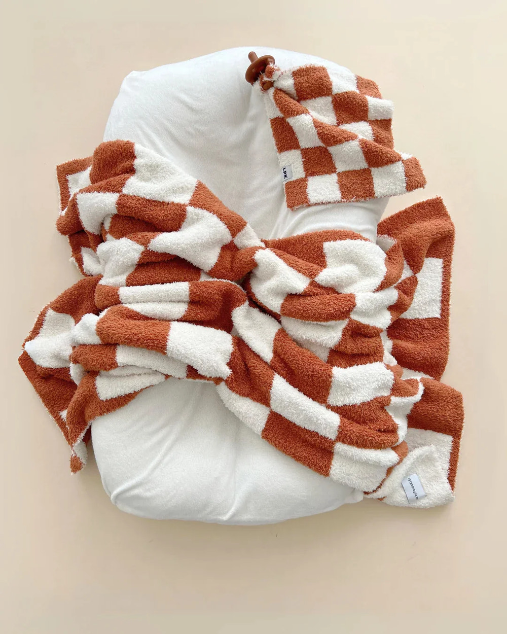 Checkered Plush Lovey | Copper - MOOGCO Baby