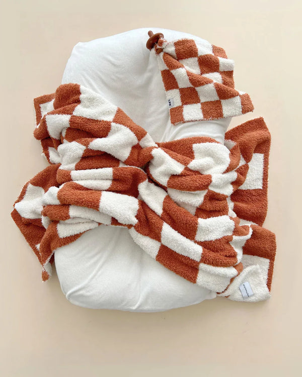 Checkered Plush Lovey | Copper - MOOGCO Baby