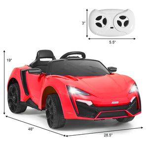 12V 2.4G RC electric vehicle for kids with lights, angle view, perfect toy for outdoor fun and adventure.