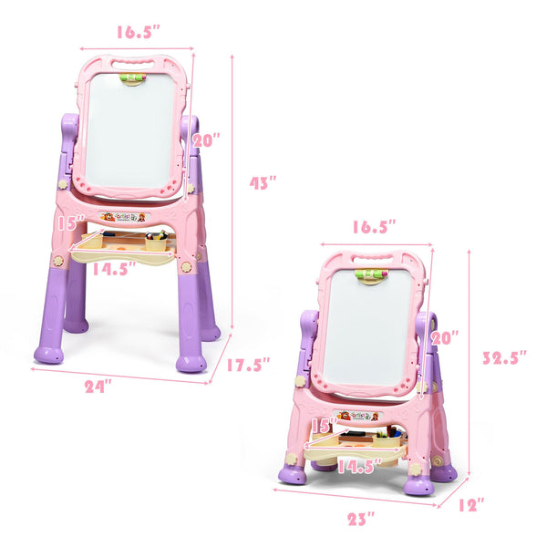 Height Adjustable Kids Art Easel Magnetic Double Sided Board for Toddlers & Kids