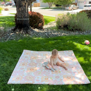 Blooms Vegan Leather Play Mat in Angle 14, perfect for stylish and safe baby playtime.