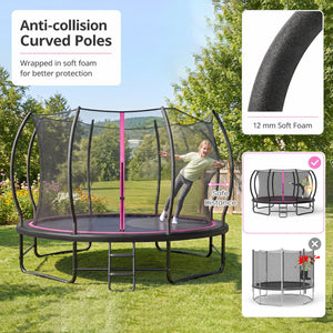 Outdoor Recreational Trampoline with 4 Stabilizer Bars for Backyard