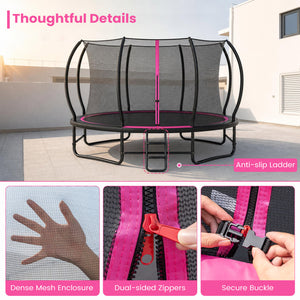 Outdoor Recreational Trampoline with 4 Stabilizer Bars for Backyard