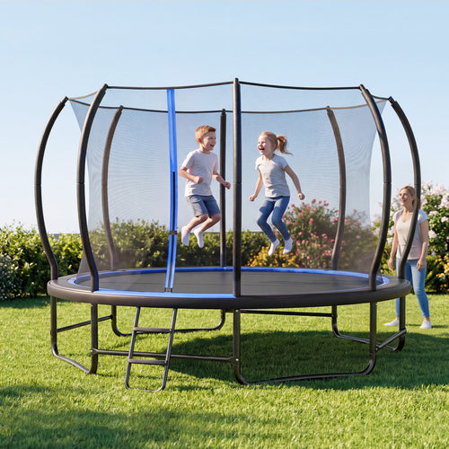 Outdoor Recreational Trampoline with 4 Stabilizer Bars for Backyard