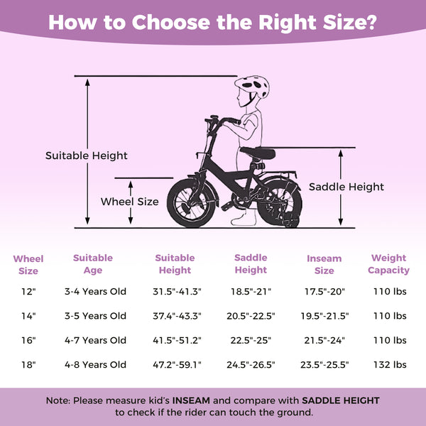 Purple 12-inch kids bike with stars and moon design, adjustable for children aged 3-8, shown at angle 10.