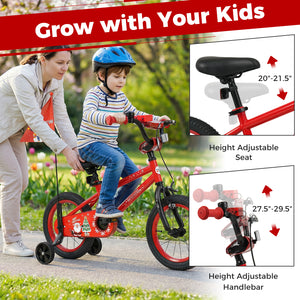 12-inch kids bike with adjustable features, Christmas music, and flag for ages 3-5, shown at angle 12.