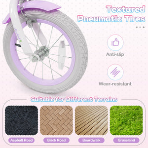 18-Inch Kids Bike Adjustable with Basket and Streamers Purple - Princess of the Sea Theme